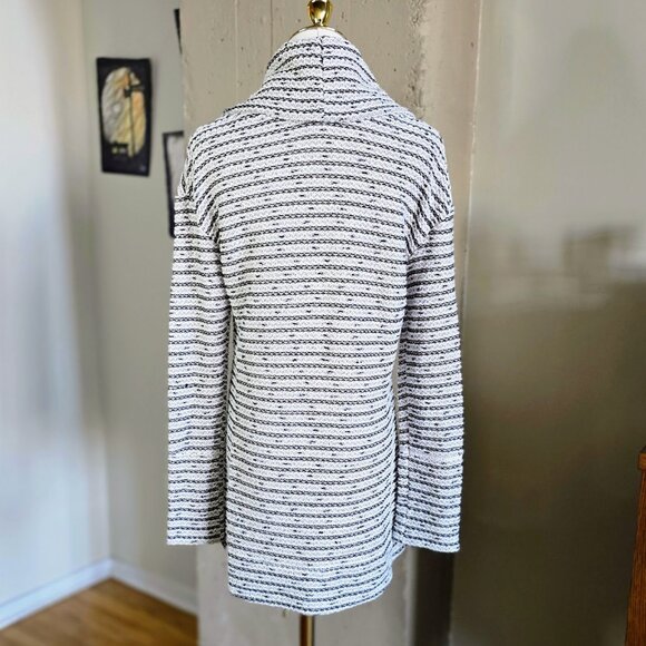 Merona Black & White Textured Cowl Neck Turtleneck Sweater with Metallic Threads - Picture 5 of 8